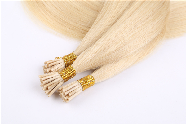 Virgin Russian hair i tip hair extensions pre bonded hair extensions with blonde color JF56